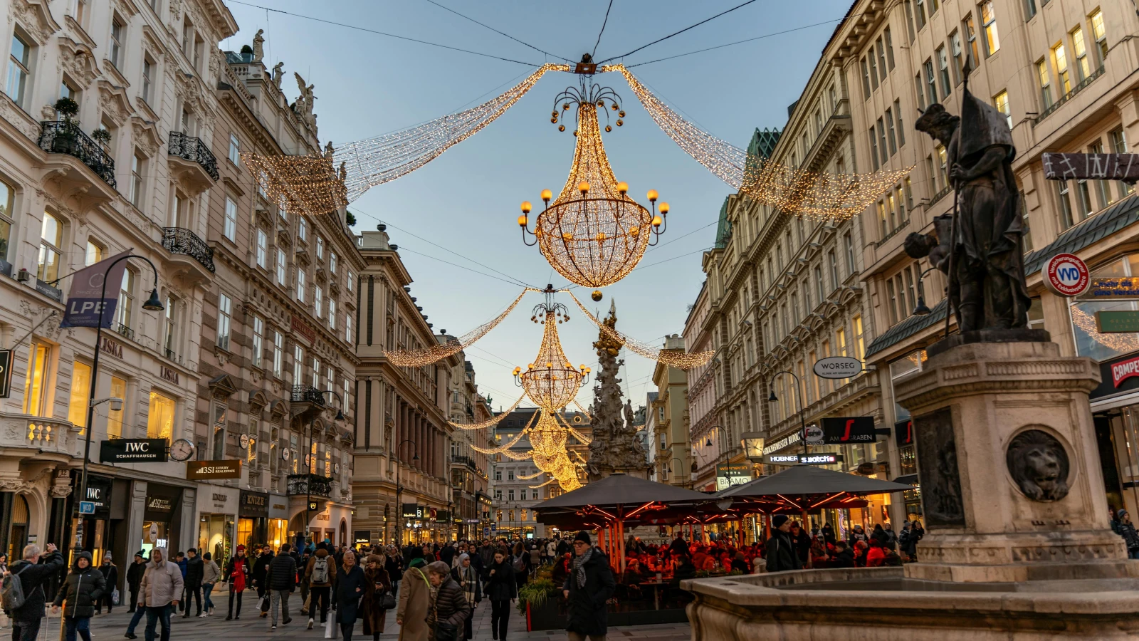 Festive Vienna lights for December car hire Christmas market tour