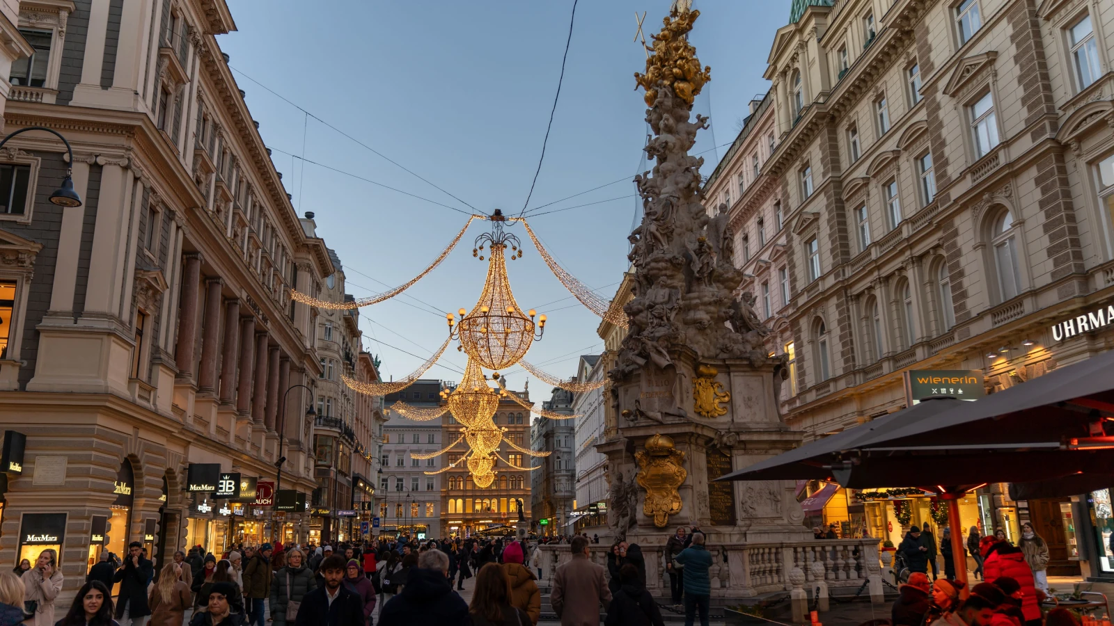 Lively Vienna street for city center car rental sightseeing drive