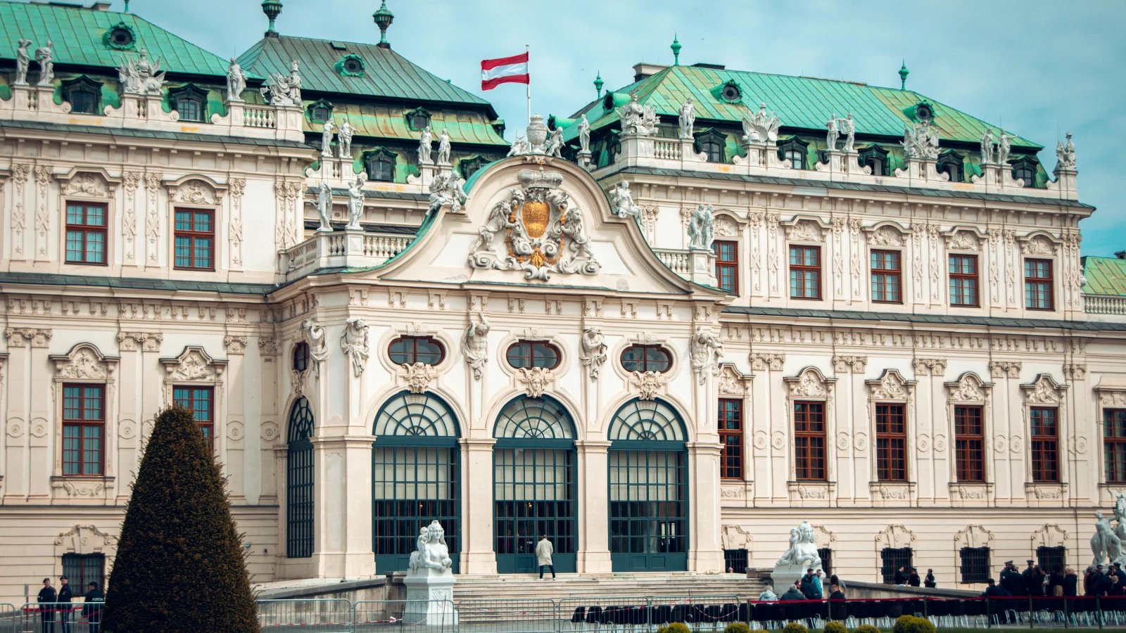 Neoclassical architecture at Belvedere Schlossgarten Vienna car hire sightseeing