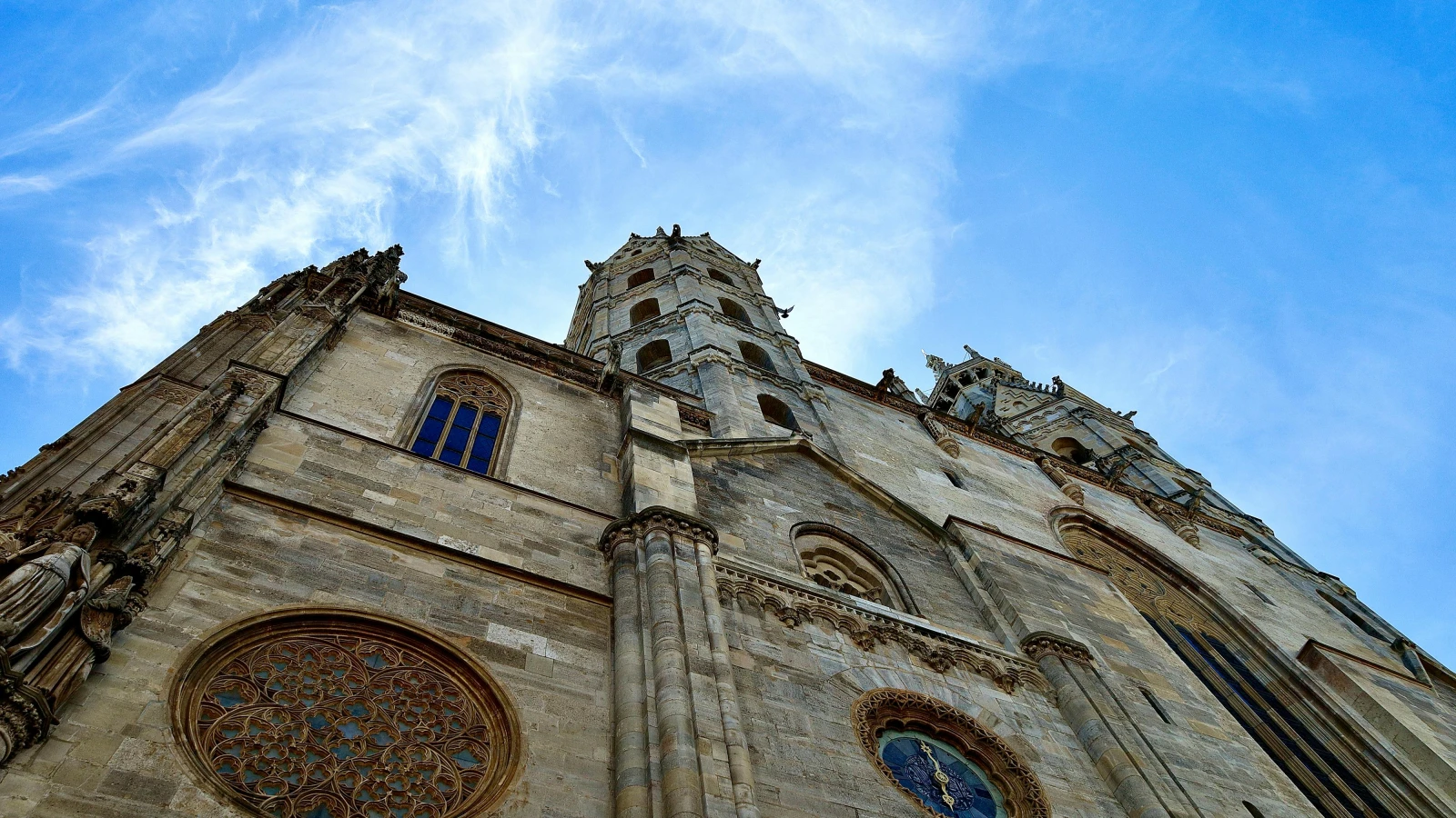 Low angle view of St. Stephens Cathedral Vienna for city sightseeing by car